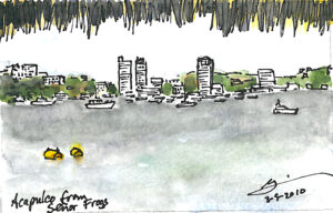 Acapulco Bay, Mexico, Watercolor &amp; Ink, 2010