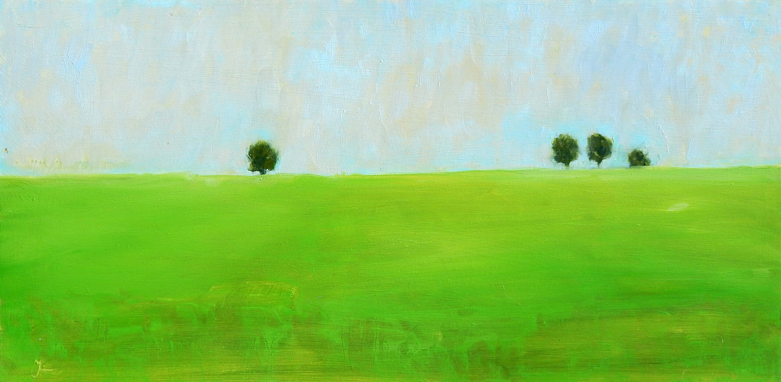Wheat field with Oaks
